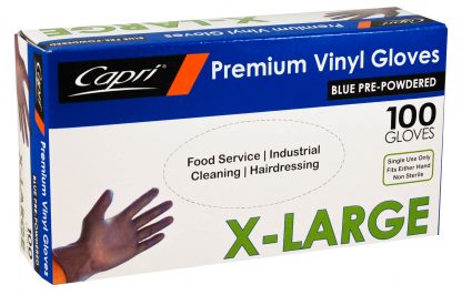 Premium Vinyl Gloves Blue Pre-Powdered Extra Large