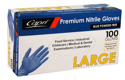 Premium Nitrile Gloves Blue Powder Free Large