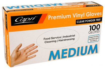 Premium Vinyl Gloves Clear Powder Free Medium