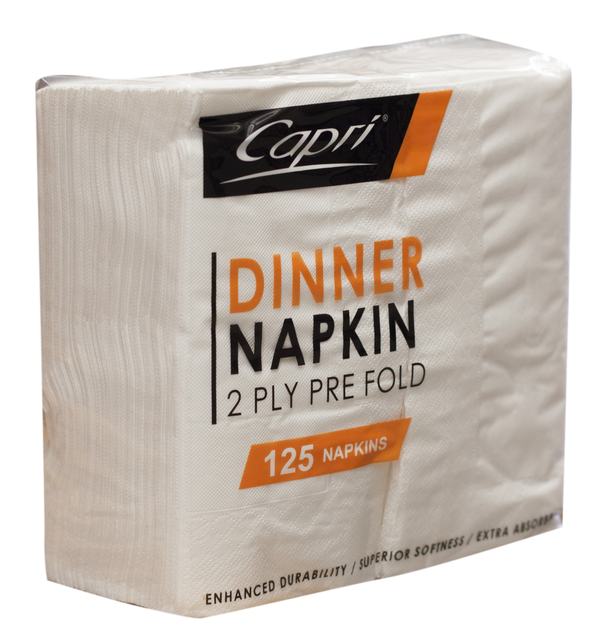 2 Ply Dinner Napkins White 1/8 Fold