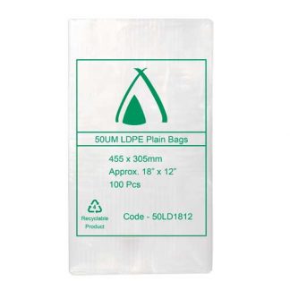 PLAIN LDPE BAGS 18" x 12"/50 MICRON