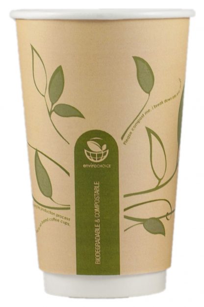 CUP PAPER DRINKING HOT DOUBLE WALL SUPER COMPOSTABLE 16OZ