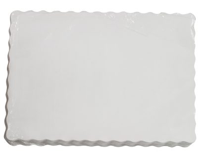 WHITE LINEN EMBOSSED SCALLOPED EDGE PLACE MATS