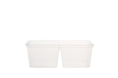 750ml Medium size microwavable container with 2 symmetrical compartments