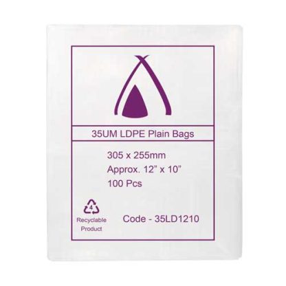 CLEAR LDPE BAGS 12" x 10" / 35 UM