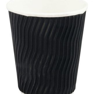 8OZ BLACK DOUBLE WAVE WALL HOT DRINKING PAPER CUP