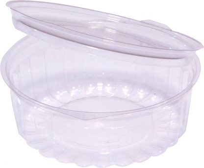 Food Bowl Clear Hinged Flat Lid 8 oz