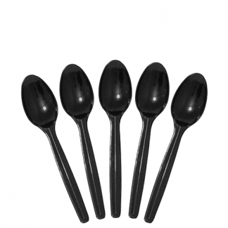 Black Regular Plastic Dessert Spoon