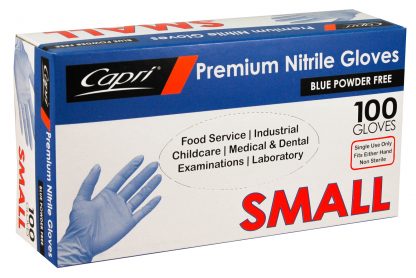 Premium Nitrile Gloves Blue Powder Free Small