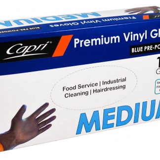 Premium Vinyl Gloves Blue Pre-Powdered Medium