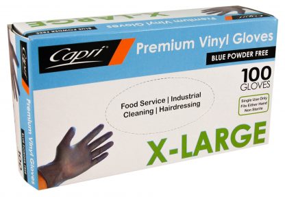 Premium Vinyl Gloves Blue Powder Free Extra Large