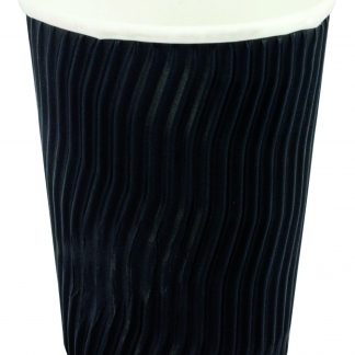 12OZ BLACK DOUBLE WAVE WALL HOT DRINKING PAPER CUP