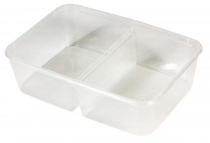 Microwavable Containers Rectangular 650ml 2 Compartment