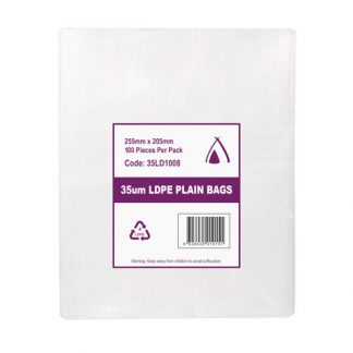 PLAIN LDPE BAGS 10" x 8"/35 MICRON