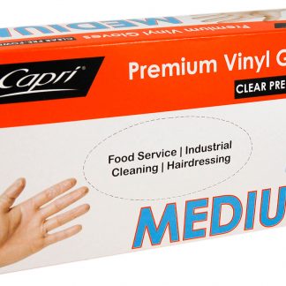 Premium Vinyl Gloves Clear Pre-Powdered Medium