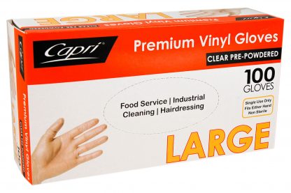 Premium Vinyl Gloves Clear Pre-Powdered Large