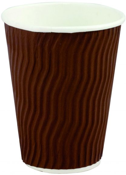 12OZ BROWN DOUBLE WAVE WALL HOT DRINKING PAPER CUP