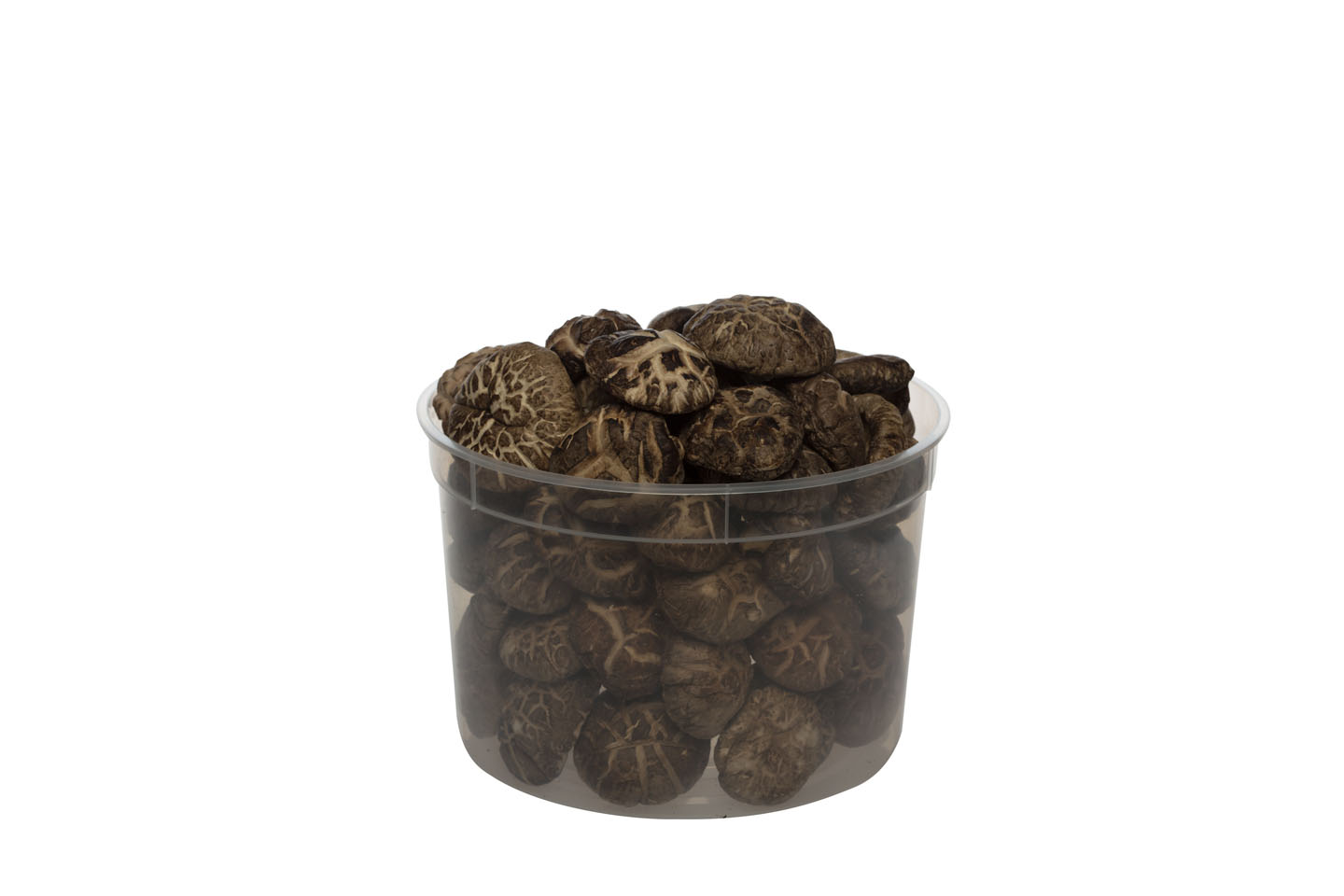 T2300 Container with Dried Up Mushrooms on a white background