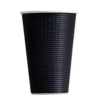 16OZ BLACK TRIPLE WAVE WALL HOT DRINKING PAPER CUP