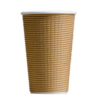 16OZ BROWN TRIPLE WAVE WALL HOT DRINKING PAPER CUP