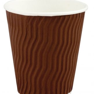 8OZ SQUAT BROWN DOUBLE WAVE WALL HOT DRINKING PAPER CUP