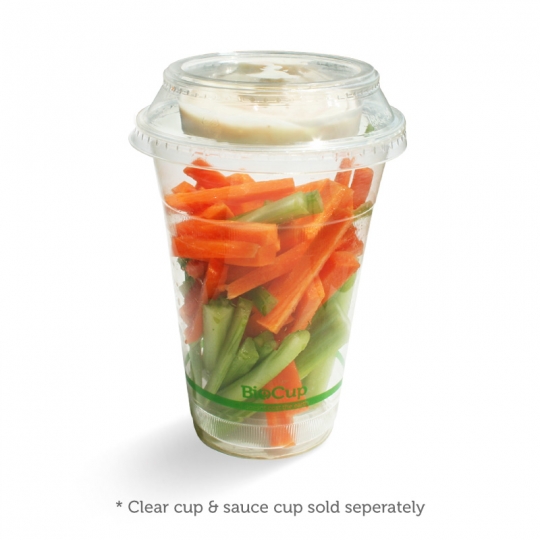 Clear BioPlastic Dome No Hole Lid+60ml Sauce Cup+500ml Cup