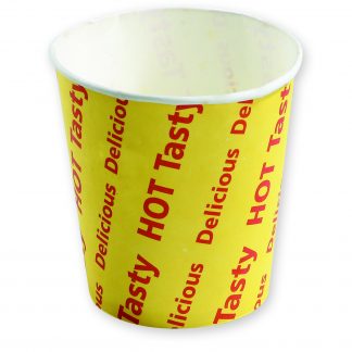 12oz Printed “Tasty Hot Delicious” Chip Paper Cup