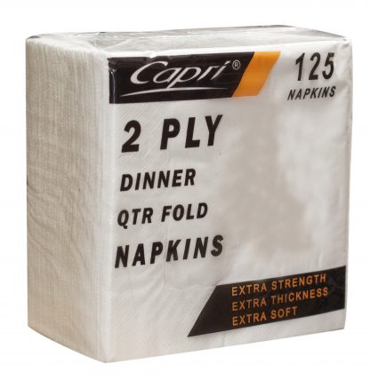 White 2 PLY Dinner Napkins QTR Fold
