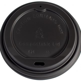 Black CPLA Travel Lid to suit 8oz super, 12 oz & 16 oz coffee cups