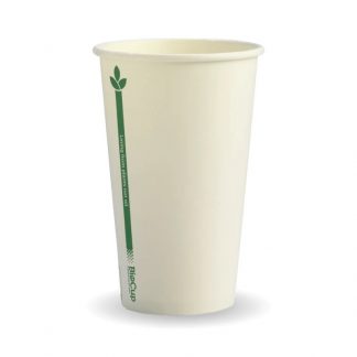 350ml (80mm) White Green Line Single Wall BioCup