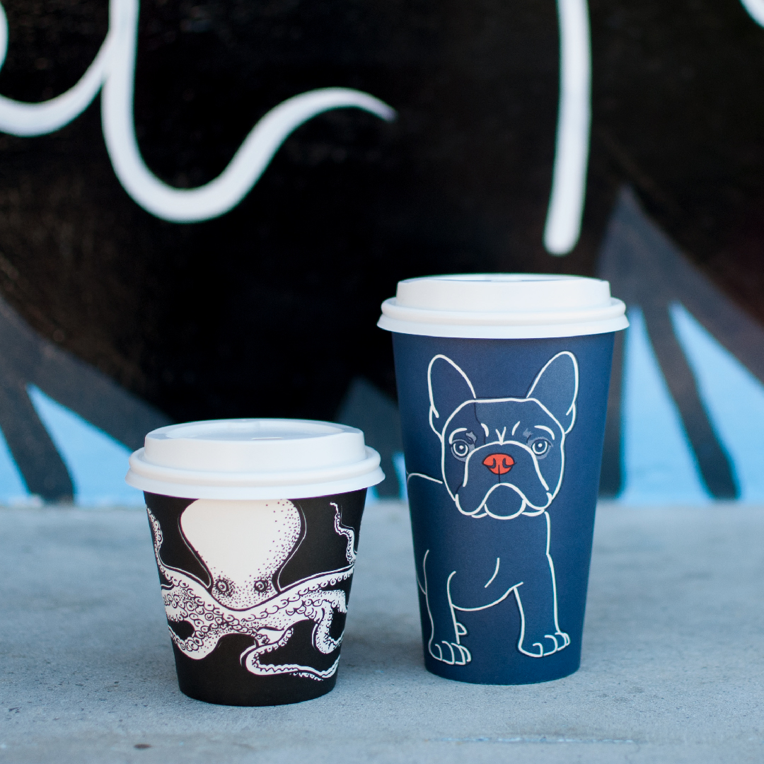 Monsieur Frenchie and his eight legged friend 🐙 Single Wall Hot Cups