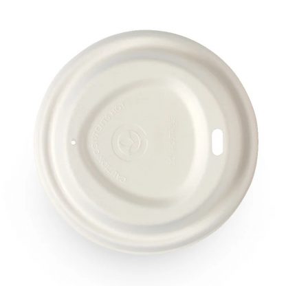 80mm Small Sugarcane BioCup Lid Top View