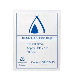 CLEAR LDPE BAGS 24" x 15" / 100 UM