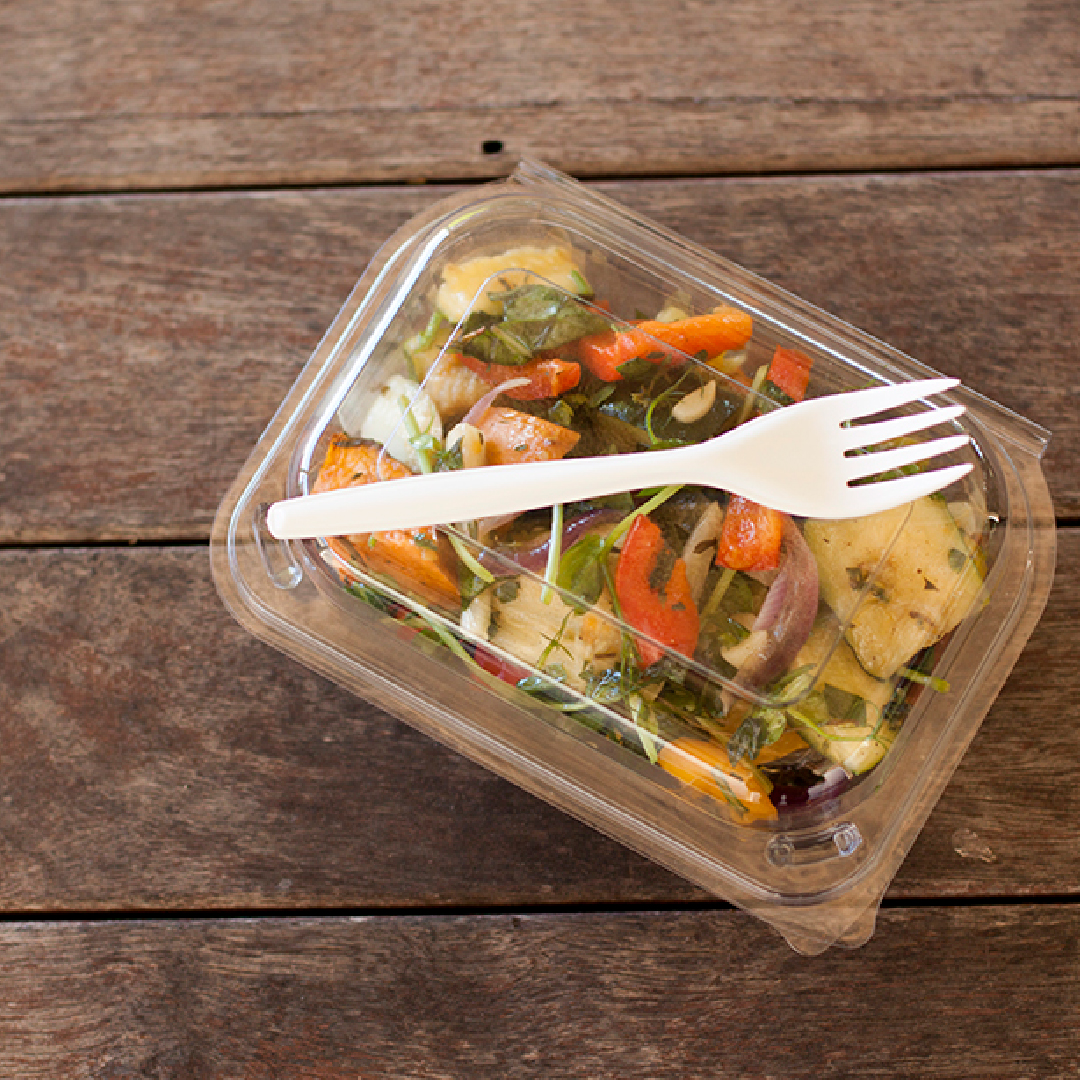 Salad in FrechView 0408 Container with Fork on top
